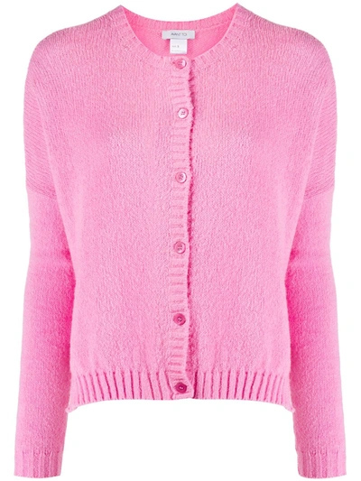 Avant Toi Round Neck Cardigan In Pink