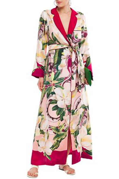 F.r.s For Restless Sleepers Roda Floral-print Silk-twill Robe In Blush