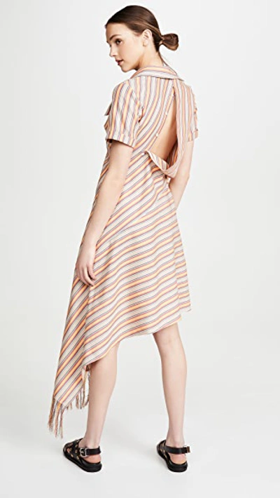 Monse Stripe Open Back Deconstructed Dress In Persimmon Multi