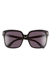 Tom Ford Faye 56mm Gradient Square Sunglasses In Black/ Black