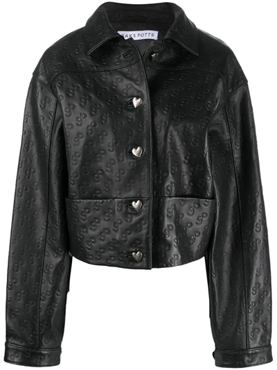 Lamme Disciplin Trofast Saks Potts Perla Monogram Crop Leather Jacket In Black | ModeSens
