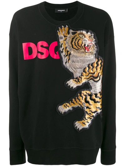 Dsquared2 Tiger Graphic Sweatshirt In Black