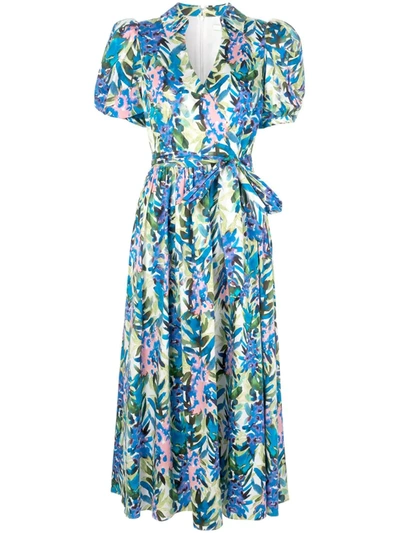 Badgley Mischka Floral Pattern Wrap Dress In Multicolour