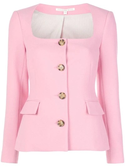 Veronica Beard Square Neck Button Up Jacket In Pink