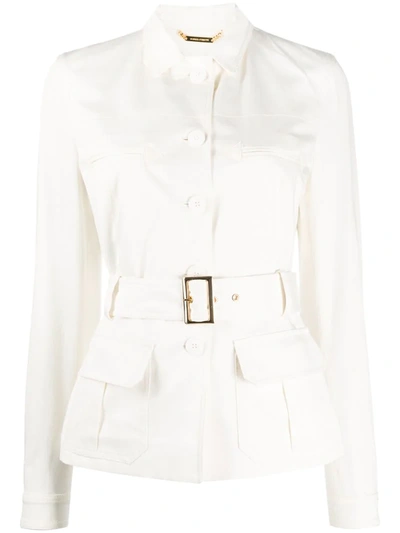 Alberta Ferretti Belted Single-breasted Jacket In White