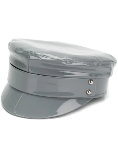 Manokhi Patent Baker Boy Hat In Grey
