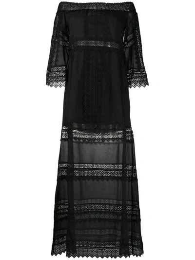 Charo Ruiz Gamma Crochet-trimmed Maxi Dress In Black