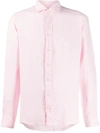 Hackett Plain Linen Shirt In Pink