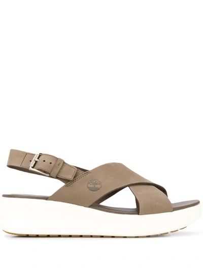 Timberland Slingback Cross Strap Sandals In Brown