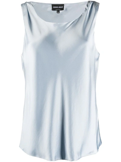 Giorgio Armani Silk Tank Top In Blue