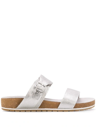 Timberland Two Strap Sandals In Silver