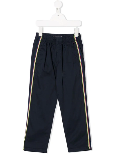 Tommy Hilfiger Junior Kids' Rainbow Stripe-embellished Trousers In Blue