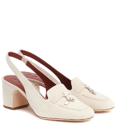 Loro Piana Charms Suede Slingback Pumps In Neutrals