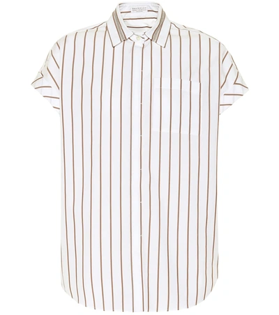 Brunello Cucinelli Striped Cotton Shirt In White