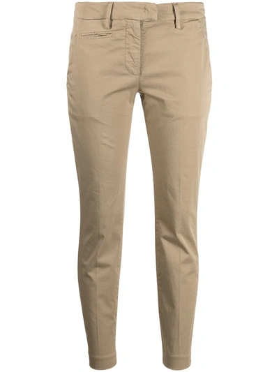 Dondup Perfect - Slim-fit Trousers In Linen And Cotton In Beige