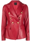 Tagliatore Double Breast Leather Jacket In Red