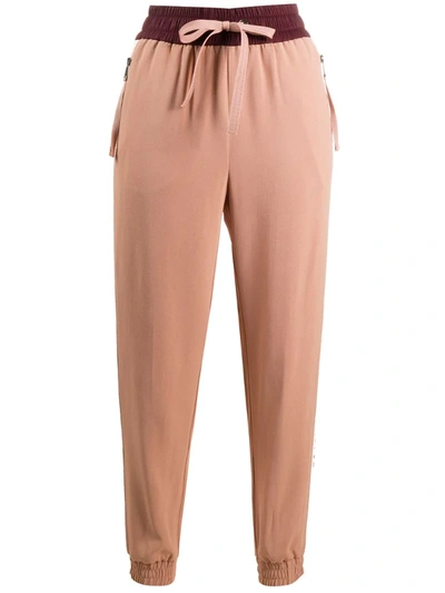 Moncler Contrasting Side Stripe Track-pants In Pink