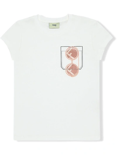 Fendi Kids' Sunglasses Print T-shirt In White