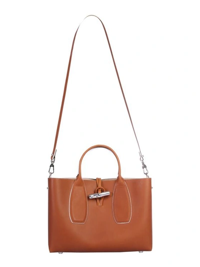 Longchamp Medium Roseau Bag In Marrone