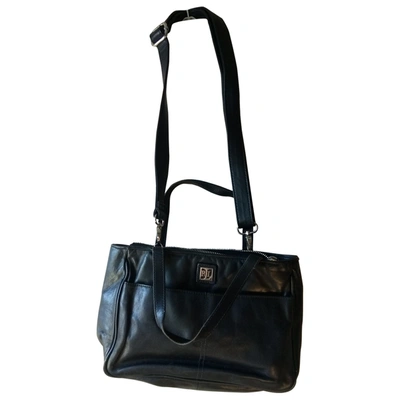 Pre-owned Lauren Ralph Lauren Leather Handbag In Black