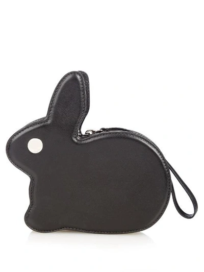 Hillier Bartley 'bunny' Tassel Pull Leather Clutch In Black