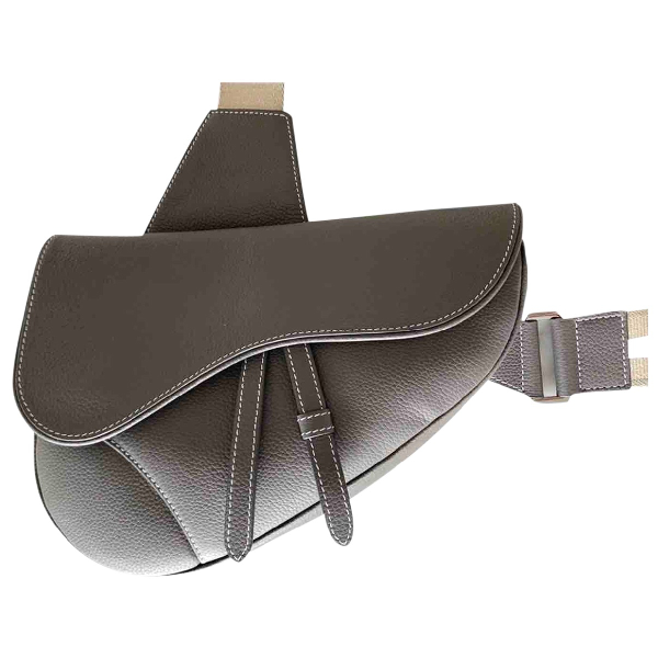 Pre-Owned Dior Saddle Grey Leather Bag | ModeSens
