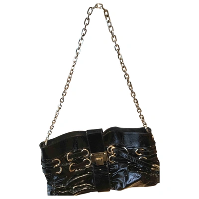 Pre-owned Jimmy Choo Lockett Patent Leather Handbag In Black