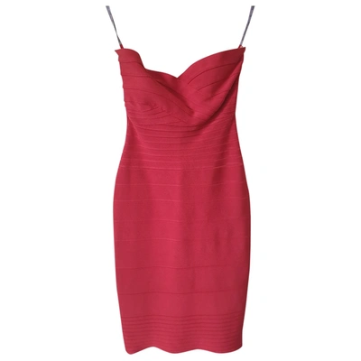 Pre-owned Herve Leger Mid-length Dress In Red