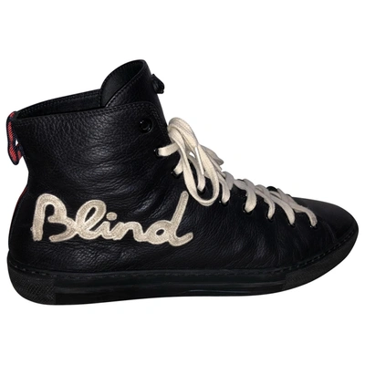 Pre-owned Gucci Leather High Trainers In Black