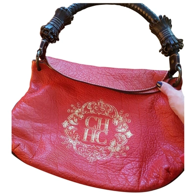 Pre-owned Carolina Herrera Leather Handbag In Red
