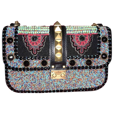 Pre-owned Valentino Garavani Glam Lock Glitter Crossbody Bag In Multicolour
