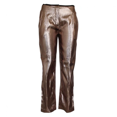 Pre-owned Lanvin Silk Trousers In Gold