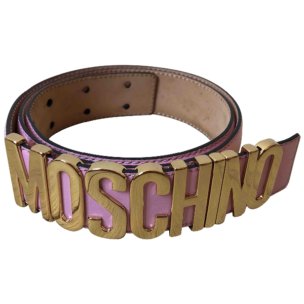 Pre-Owned Moschino Pink Leather Belt | ModeSens