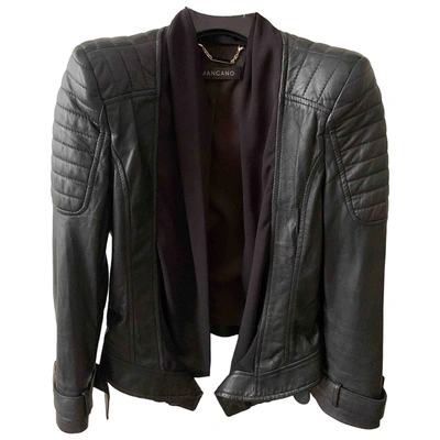 Pre-owned Mangano Leather Biker Jacket In Black