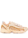 Msgm Embroidered Shell And Faux Leather Sneakers In Beige