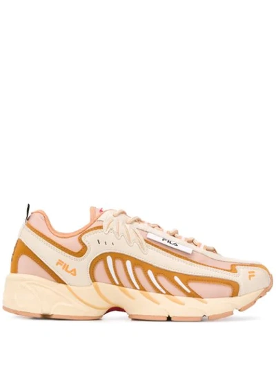 Msgm Embroidered Shell And Faux Leather Sneakers In Beige
