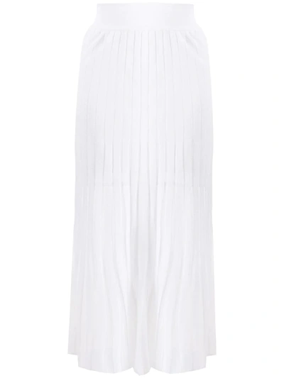 Balmain Semi Sheer Pleated Midi Skirt In White