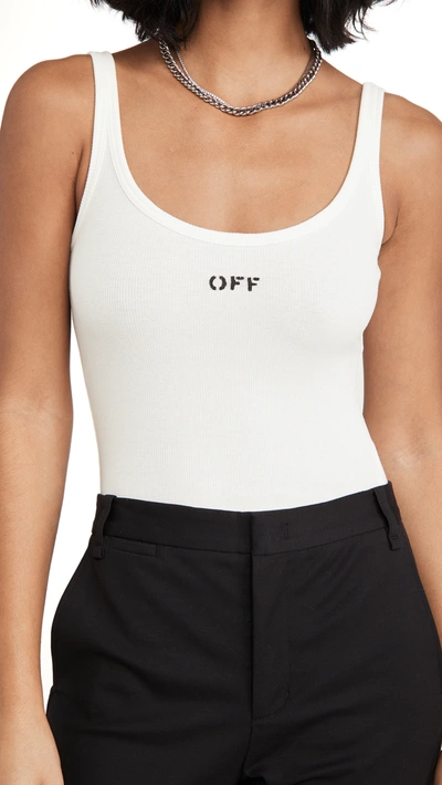 Off-white Logo Cutout Back Stretch Cotton Bodysuit In White