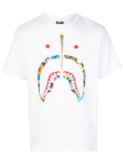 Bape Multi Camo Shark T-shirt In White