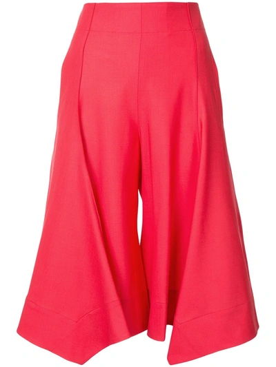 Eudon Choi High Rise Cropped Trousers In Red