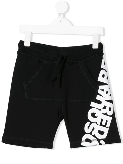 Dsquared2 Kids' Bold Printed Logo Track Shorts In Black