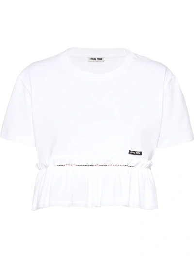 Miu Miu Ruffled T-shirt In White
