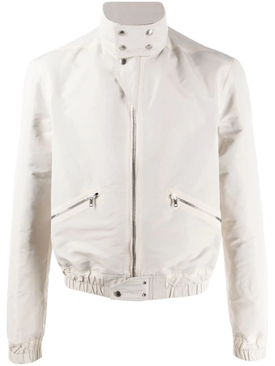 Rick Owens Front Zipped Bomber Jacket In Neutrals