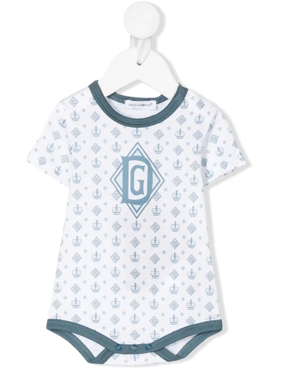 Dolce & Gabbana Babies' Logo-print Body In White