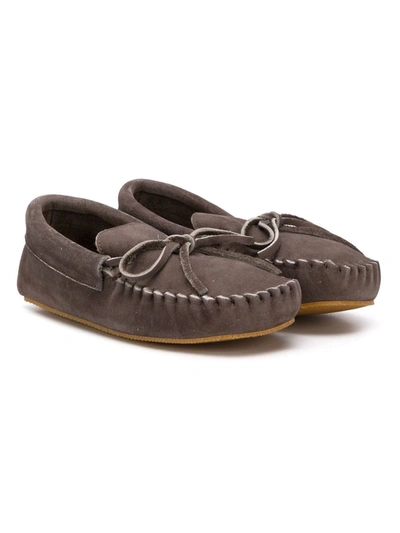 Pèpè Kids' Lace Detailed Moccasin Shoes In Grey