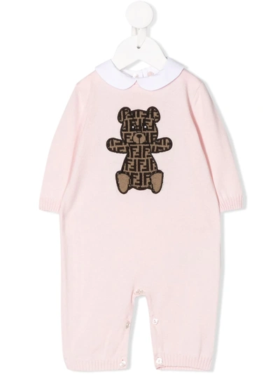 Fendi Babies' Teddy-motif Romper In Pink