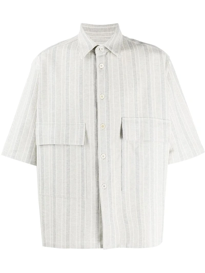 Jil Sander Striped Short-sleeve Shirt In Grey