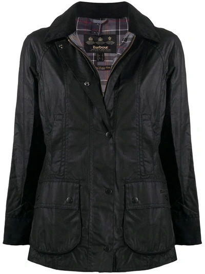 Barbour Beadnell Waxed-cotton Jacket In Black