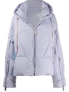 Khrisjoy Panelled Hooded Puffer Jacket In Purple