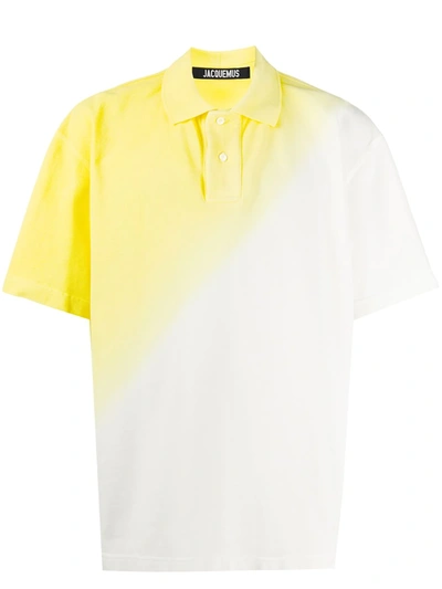 Jacquemus Soleil Gradient Polo Shirt In White,yellow